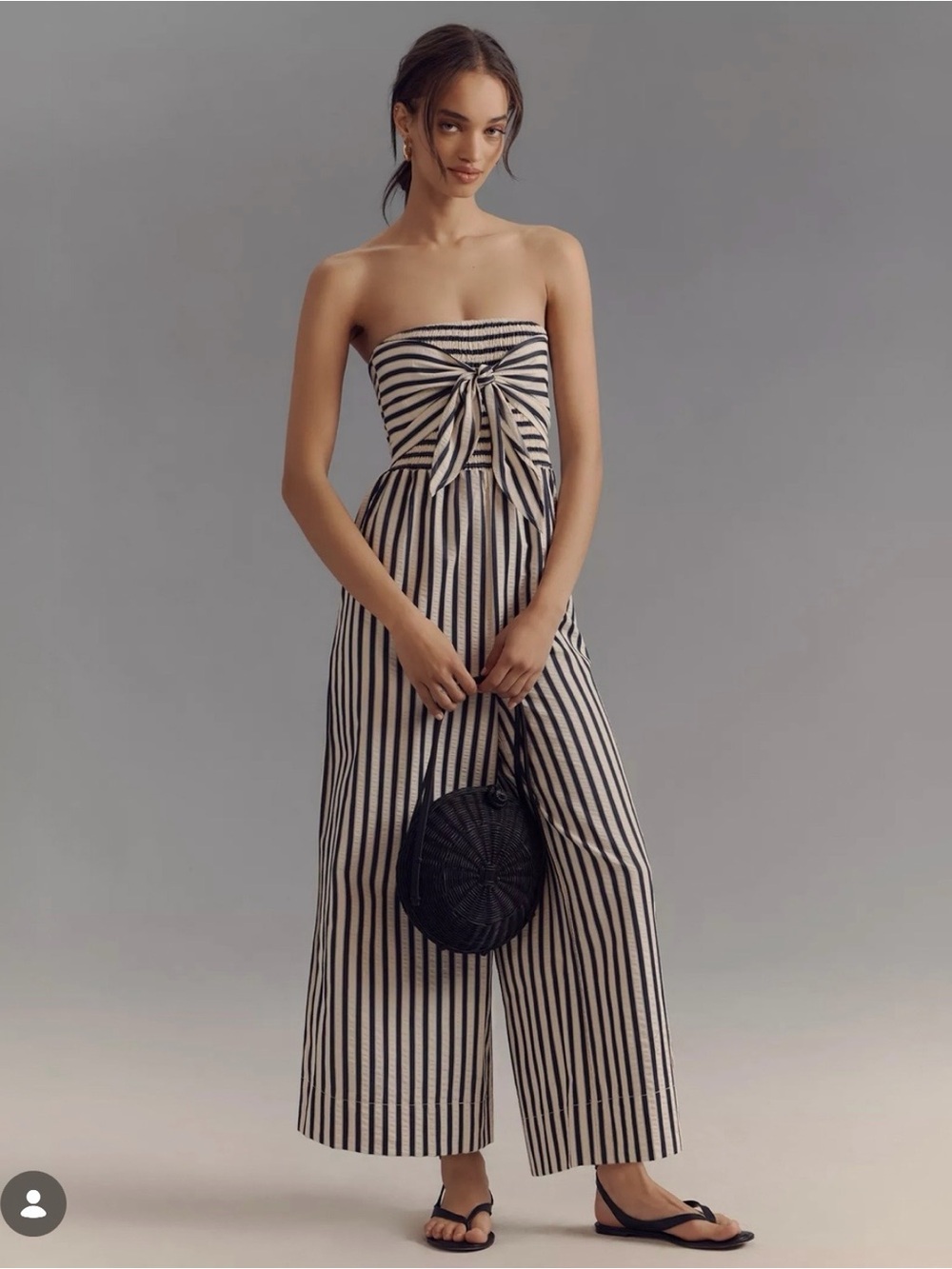 Anthropologie Bishop + Young Elva Tie-Front Wide Leg Striped Jumpsuit, Size XS